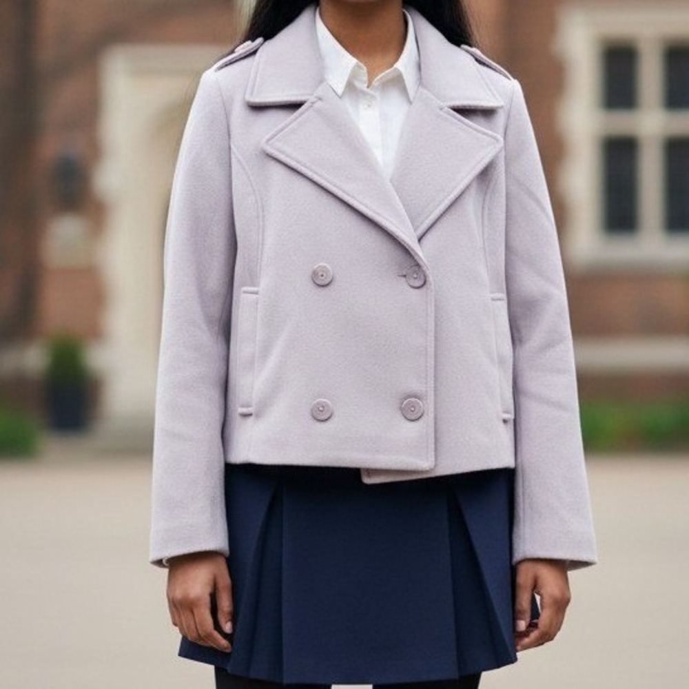 Ashley by 26 International Peacoat L Lavender Cropped Double Breasted Jacket